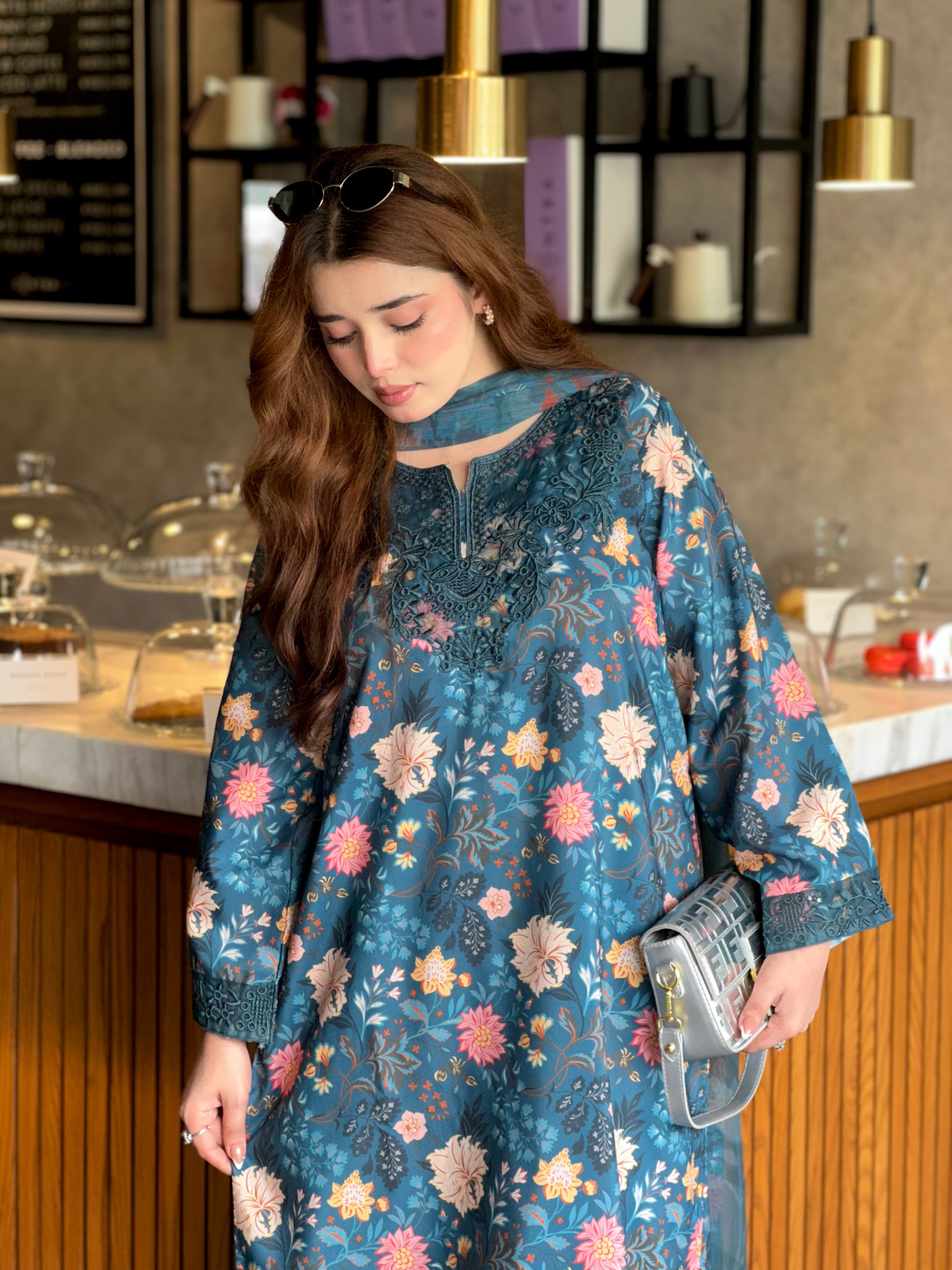 Zayna Embroidered Kaftaan-3pc